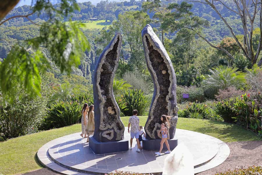 Byron Bay: Crystal Castle & Shambhala Gardens Entry Ticket - Entering Crystal Castle from the Byron Bay hinterland