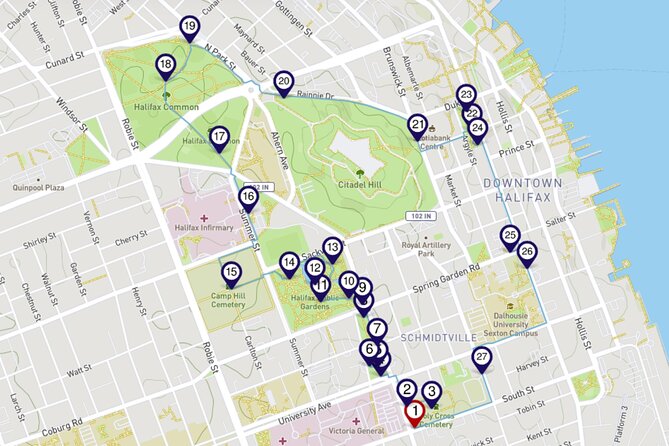 Halifax Churches, Gardens & Graveyards: a Smartphone Audio Walking Tour - Victoria Park combines monuments, trees, and small surprises