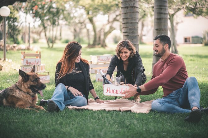 Picnic on the lawn -aromatic garden and winery - A welcoming start with wine in hand