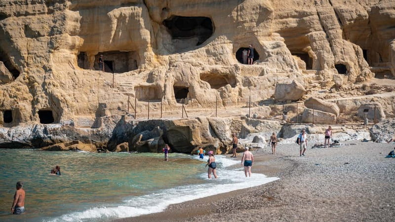 Rethymno:Matala ,Agia Galini,Botanic Garden & Spili Day Trip - Matala and its cave-lined bay