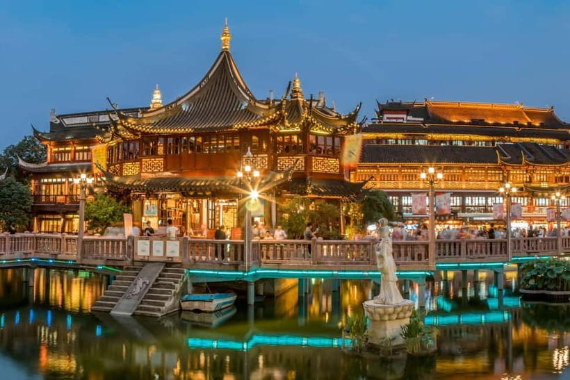 Shanghai: Yu Garden Entry Ticket with PDF Guidebook - The Nine-turn Bridge and Huxinting Teahouse